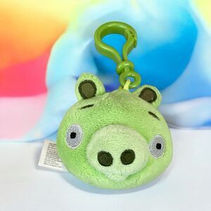 2010 Commonwealth ANGRY BIRDS Green Pig LEONARD Plush BACKPACK CLIP